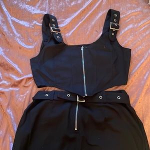 90s Black Two piece skirt set